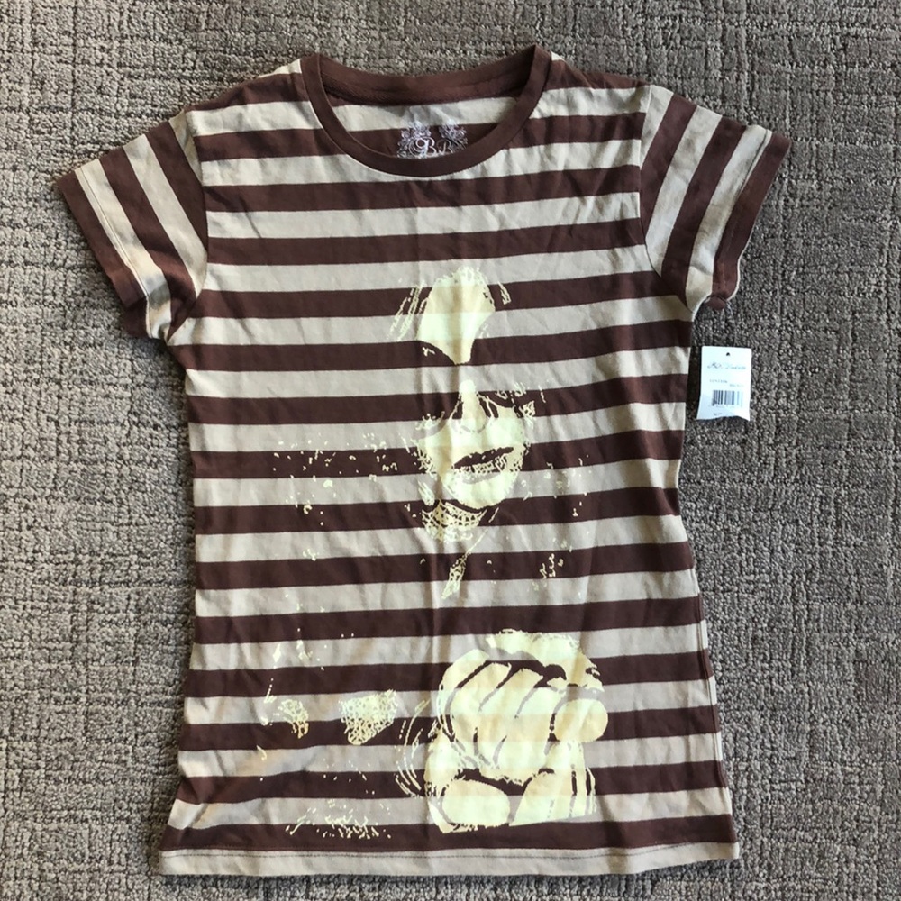 BB Dakota Women’s brown striped short sleeve shirt